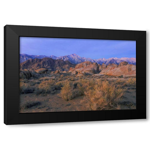 CA, Alabama Hills Lone Pine Peak and Mt Whitney Black Modern Wood Framed Art Print with Double Matting by Paulson, Don