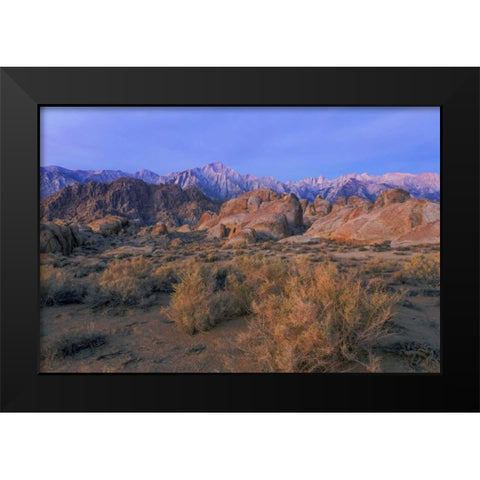 CA, Alabama Hills Lone Pine Peak and Mt Whitney Black Modern Wood Framed Art Print by Paulson, Don