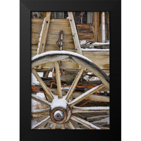 USA, California, Bodie Close-up of wagon wheel Black Modern Wood Framed Art Print by Paulson, Don