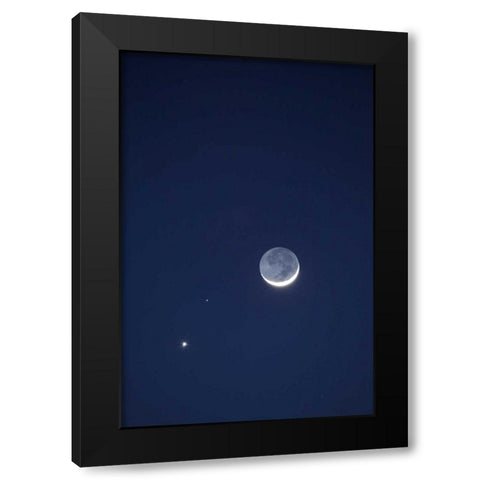 California Moon, Venus and Pluto in the sky Black Modern Wood Framed Art Print by Flaherty, Dennis