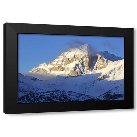 CA, Sierra Nevada Snow on mountain at sunrise Black Modern Wood Framed Art Print with Double Matting by Flaherty, Dennis