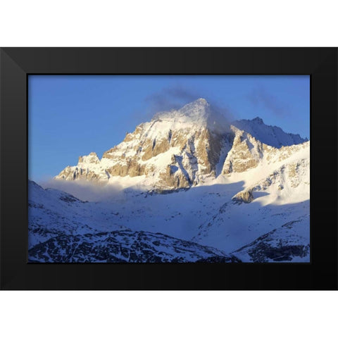 CA, Sierra Nevada Snow on mountain at sunrise Black Modern Wood Framed Art Print by Flaherty, Dennis