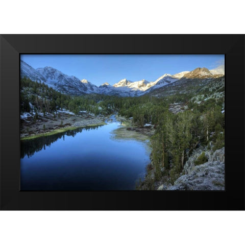 California, Sierra Nevada Mack Lake at sunrise Black Modern Wood Framed Art Print by Flaherty, Dennis