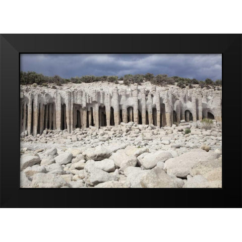 California, Mono County Volcanic rock pillars Black Modern Wood Framed Art Print by Flaherty, Dennis