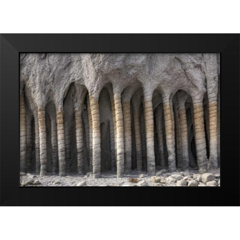 California, Mono County Volcanic rock pillars Black Modern Wood Framed Art Print by Flaherty, Dennis