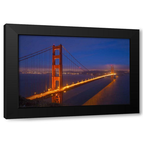 CA, San Francisco Golden Gate Bridge at night Black Modern Wood Framed Art Print by Zuckerman, Jim