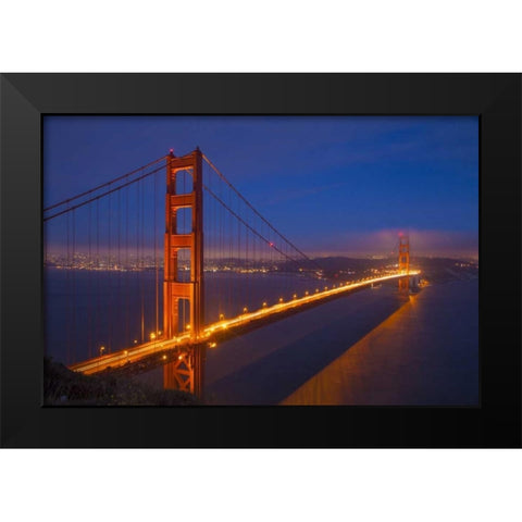 CA, San Francisco Golden Gate Bridge at night Black Modern Wood Framed Art Print by Zuckerman, Jim