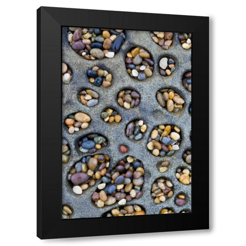 CA, Tafoni formation holes filled with pebbles Black Modern Wood Framed Art Print with Double Matting by Delisle, Gilles