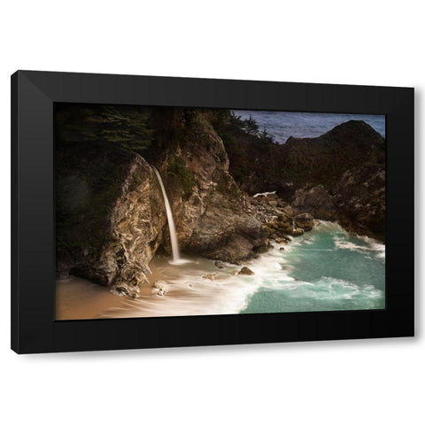 California-Julia Pfeiffer Burns State Park McWay Falls into small cove  Black Modern Wood Framed Art Print with Double Matting by Jaynes Gallery