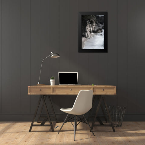 California-Julia Pfeiffer Burns State Park McWay Falls into small cove  Black Modern Wood Framed Art Print by Jaynes Gallery