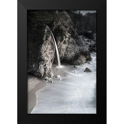 California-Julia Pfeiffer Burns State Park McWay Falls into small cove  Black Modern Wood Framed Art Print by Jaynes Gallery
