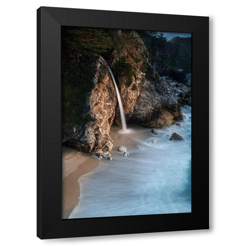 California-Julia Pfeiffer Burns State Park McWay Falls into small cove  Black Modern Wood Framed Art Print with Double Matting by Jaynes Gallery