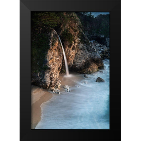 California-Julia Pfeiffer Burns State Park McWay Falls into small cove  Black Modern Wood Framed Art Print by Jaynes Gallery