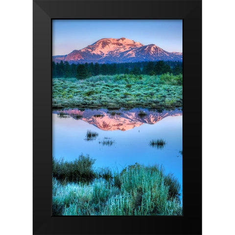 California-Sierra Nevada Range Mammoth Mountain reflects in Mammoth Creek Black Modern Wood Framed Art Print by Jaynes Gallery
