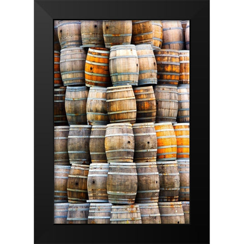 California San Luis Obispo Stacked wine barrels Black Modern Wood Framed Art Print by Jaynes Gallery