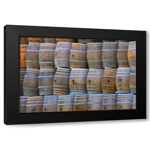 California San Luis Obispo Stacked wine barrels Black Modern Wood Framed Art Print with Double Matting by Jaynes Gallery