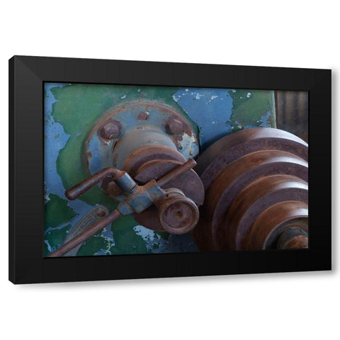 Usa-California Heavy equipment rusts in the machine shop at the Bodie Stamp Mill Black Modern Wood Framed Art Print with Double Matting by Sederquist, Betty