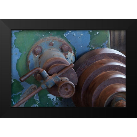 Usa-California Heavy equipment rusts in the machine shop at the Bodie Stamp Mill Black Modern Wood Framed Art Print by Sederquist, Betty