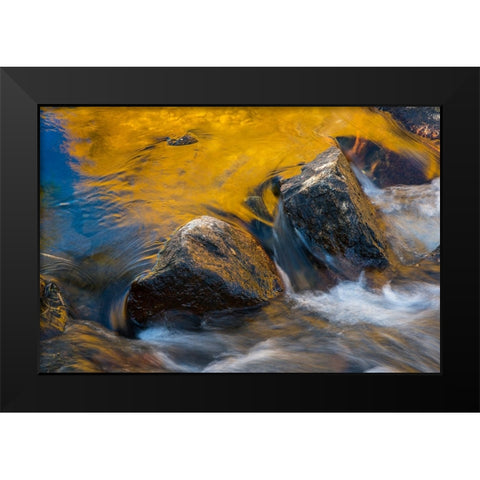 Usa-California Morning sun shines gold on the waters of the South Fork American River Black Modern Wood Framed Art Print by Sederquist, Betty