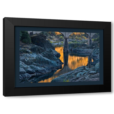 Usa-California This old railroad bridge crossing the North Fork of the American River Black Modern Wood Framed Art Print by Sederquist, Betty