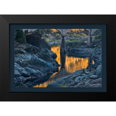 Usa-California This old railroad bridge crossing the North Fork of the American River Black Modern Wood Framed Art Print by Sederquist, Betty