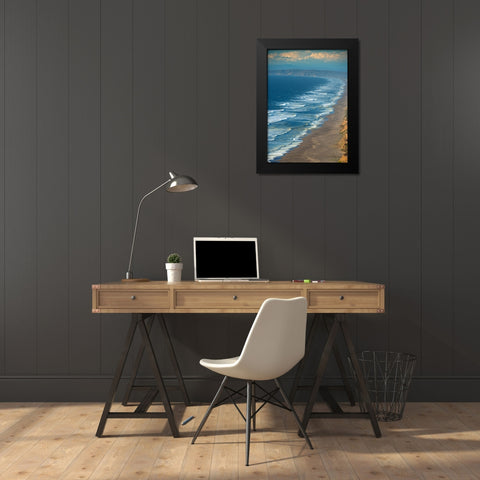 Usa-California Rough surf characterizes the Point Reyes coast Black Modern Wood Framed Art Print by Sederquist, Betty