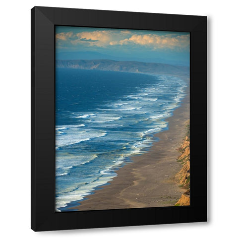 Usa-California Rough surf characterizes the Point Reyes coast Black Modern Wood Framed Art Print with Double Matting by Sederquist, Betty