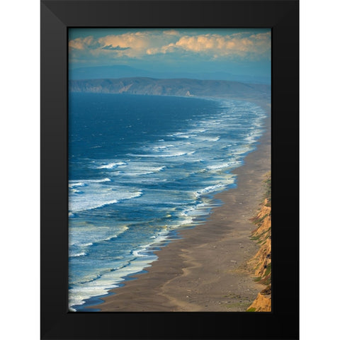 Usa-California Rough surf characterizes the Point Reyes coast Black Modern Wood Framed Art Print by Sederquist, Betty