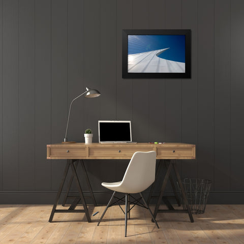 Graceful Sundial Bridge spanning the Sacramento River in Redding. Black Modern Wood Framed Art Print by Sederquist, Betty