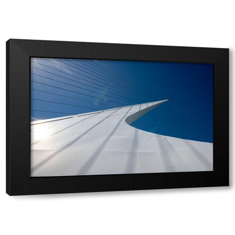 Graceful Sundial Bridge spanning the Sacramento River in Redding. Black Modern Wood Framed Art Print with Double Matting by Sederquist, Betty