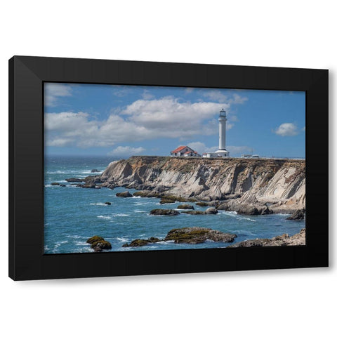 Point Arena Lighthouse a northern California landmark. Black Modern Wood Framed Art Print by Sederquist, Betty