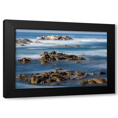 California-Pacific Grove-Ocean View Drive-Dreamy View of Boulders in the Ocean Surf Black Modern Wood Framed Art Print by Looney, Hollice