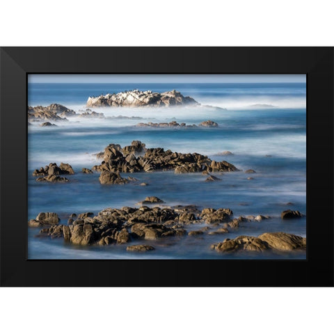 California-Pacific Grove-Ocean View Drive-Dreamy View of Boulders in the Ocean Surf Black Modern Wood Framed Art Print by Looney, Hollice