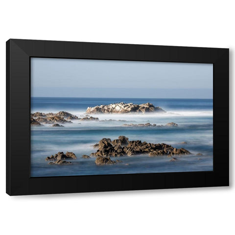 California-Pacific Grove-Ocean View Drive-Dreamy View of Boulders in the Ocean Surf Black Modern Wood Framed Art Print by Looney, Hollice