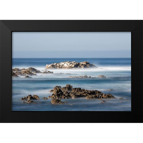 California-Pacific Grove-Ocean View Drive-Dreamy View of Boulders in the Ocean Surf Black Modern Wood Framed Art Print by Looney, Hollice