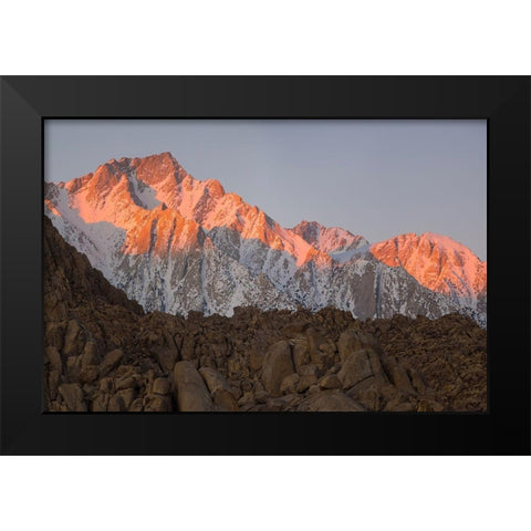 California Lone Pine-Alabama Hills with the eastern Sierra Nevada-Lone Pine Peak Black Modern Wood Framed Art Print by Wild, Jamie and Judy