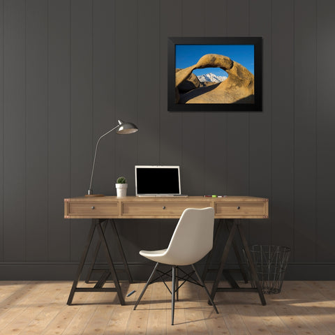 California Lone Pine-Alabama Hills-Mobius Arch and Lone Pine Peak Black Modern Wood Framed Art Print by Wild, Jamie and Judy