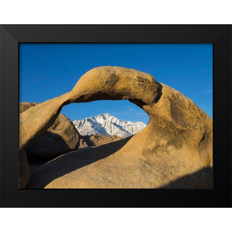 California Lone Pine-Alabama Hills-Mobius Arch and Lone Pine Peak Black Modern Wood Framed Art Print by Wild, Jamie and Judy