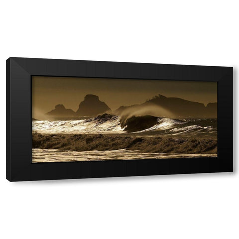 Crashing waves in the Pacific Ocean off northern California Black Modern Wood Framed Art Print by SMO