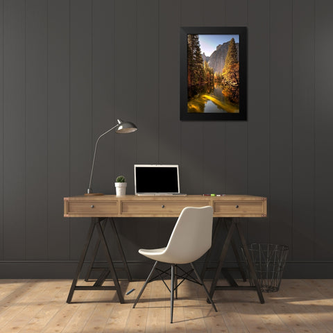 Merced River flows through Californias Yosemite National Park Black Modern Wood Framed Art Print by SMO