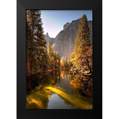 Merced River flows through Californias Yosemite National Park Black Modern Wood Framed Art Print by SMO