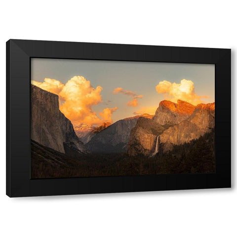 Iconic Tunnel View with Lenticular sunset clouds Yosemite valley  Black Modern Wood Framed Art Print with Double Matting by Norring, Tom
