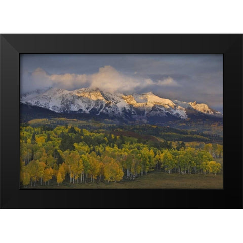 CO, Rocky Mts Sunrise over the Sneffels Range Black Modern Wood Framed Art Print by Grall, Don