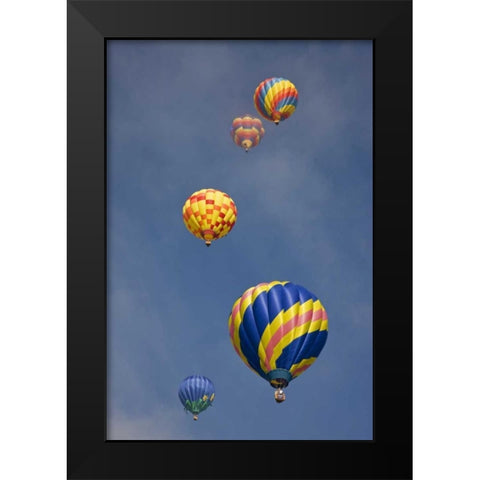 CO, Colorado Springs Hot air balloons in morning Black Modern Wood Framed Art Print by Grall, Don