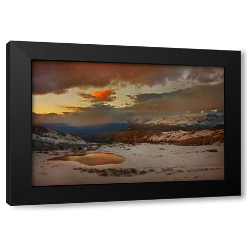CO, Cottonwood Pass Sunset on alpine tarn Black Modern Wood Framed Art Print with Double Matting by Grall, Don