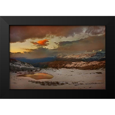 CO, Cottonwood Pass Sunset on alpine tarn Black Modern Wood Framed Art Print by Grall, Don