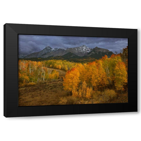 CO, Sneffels Range Dark clouds foretell a storm Black Modern Wood Framed Art Print with Double Matting by Grall, Don