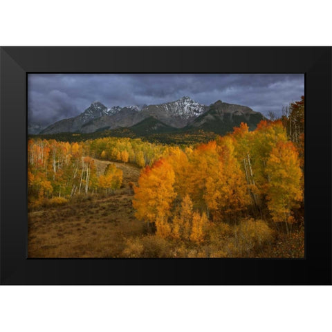 CO, Sneffels Range Dark clouds foretell a storm Black Modern Wood Framed Art Print by Grall, Don