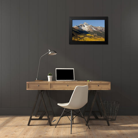 Colorado, San Juan Mts Wilson Peak in autumn Black Modern Wood Framed Art Print by Grall, Don