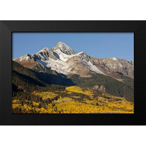 Colorado, San Juan Mts Wilson Peak in autumn Black Modern Wood Framed Art Print by Grall, Don